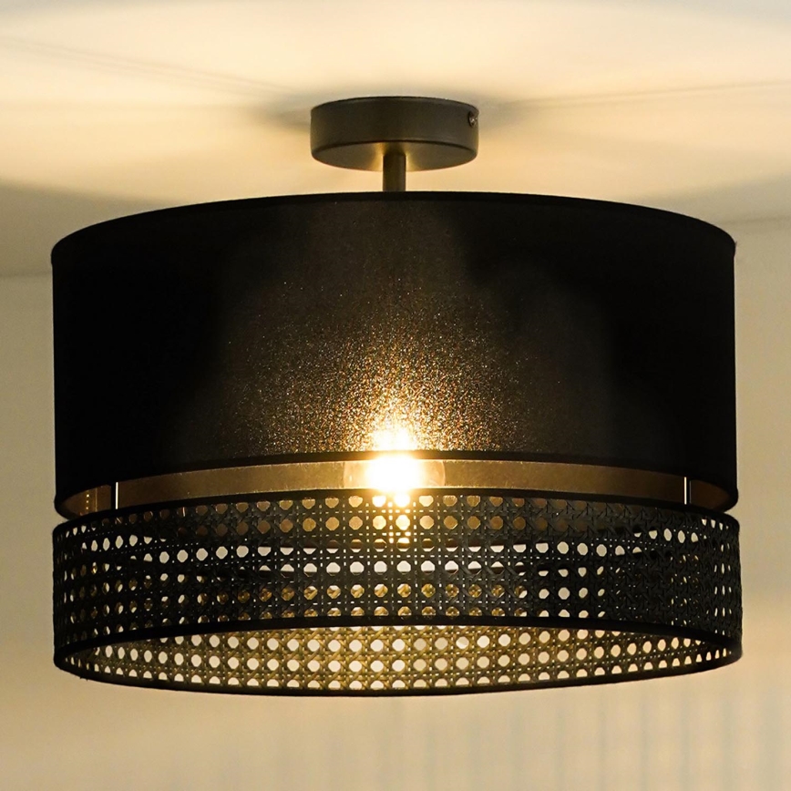Duolla - Surface-mounted chandelier DOUBLE RATTAN 1xE27/15W/230V d. 40 cm black