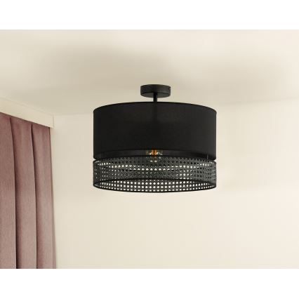 Duolla - Surface-mounted chandelier DOUBLE RATTAN 1xE27/15W/230V d. 40 cm black
