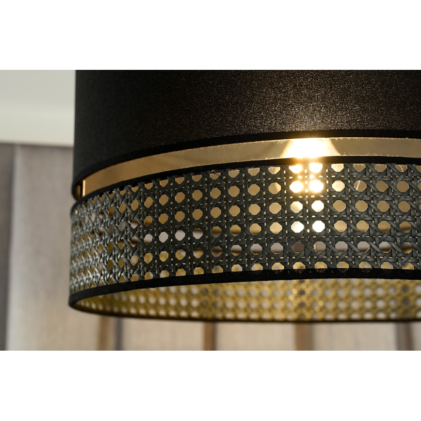 Duolla - Surface-mounted chandelier DOUBLE RATTAN 1xE27/15W/230V d. 40 cm black
