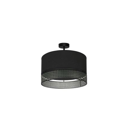 Duolla - Surface-mounted chandelier DOUBLE RATTAN 1xE27/15W/230V d. 40 cm black