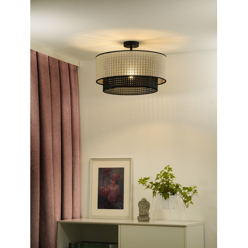 Duolla - Surface-mounted chandelier RATTAN YUTE 1xE27/15W/230V d. 45 cm creamy/black