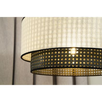 Duolla - Surface-mounted chandelier RATTAN YUTE 1xE27/15W/230V d. 45 cm creamy/black