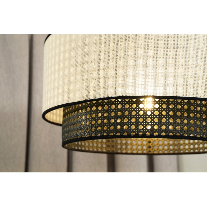 Duolla - Surface-mounted chandelier RATTAN YUTE 1xE27/15W/230V d. 45 cm creamy/black