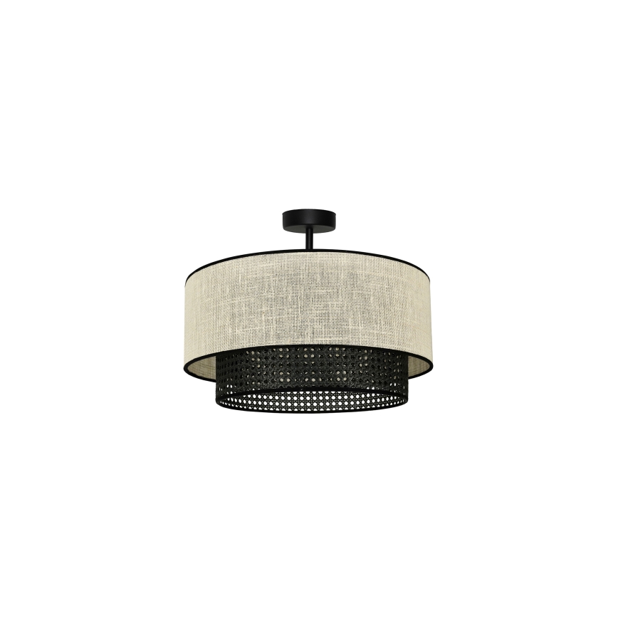 Duolla - Surface-mounted chandelier RATTAN YUTE 1xE27/15W/230V d. 45 cm creamy/black
