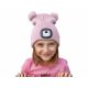 Extol - Hat with a headlamp and USB charging 250 mAh pink with pompoms size children