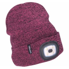 Extol - Hat with a headlamp and USB charging 300 mAh purple size UNI