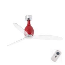 FARO 32029 - Ceiling fan MINI ETERFAN red/clear d. 128 cm + remote control