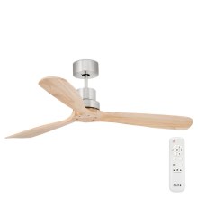 FARO 33373DC - Ceiling fan LANTAU wood/matte chrome d. 132 cm + remote control