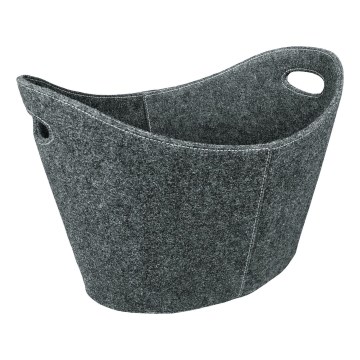 Felt wood basket with handles 54x40 cm grey