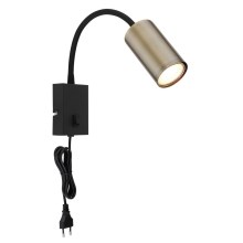 Globo - Flexible wall lamp 1xGU10/25W/230V black/brass