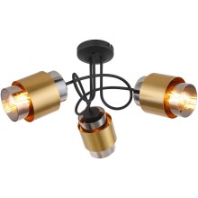 Globo - Surface-mounted chandelier 3xE27/40W/230V black/brass