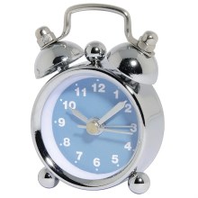 Hama - Mini alarm clock 1xLR44/LR1130 chrome/blue