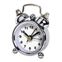 Hama - Mini alarm clock 1xLR44/LR1130 chrome/white