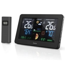 Hama - Weather station with color LCD display and alarm clock + USB black