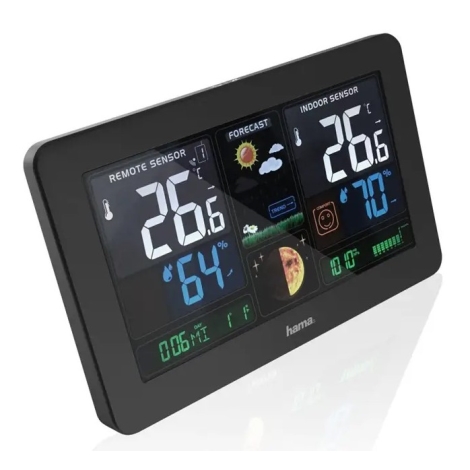 Hama - Weather station LCD Lamps4sale | and with alarm USB color clock display + black