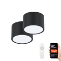 Immax Neo 07023L-15BD - Set 2x LED Dimmable ceiling light RONDATE black 2xLED/12W/230V + remote control Tuya