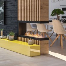 InFire - Corner BIO fireplace 100x50 cm 3kW bifacial