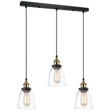 ITALUX - Chandelier on a string FRANCIS 3xE27/40W/230V black/gold
