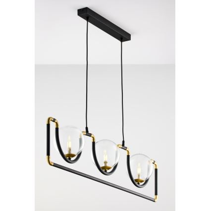 Jupiter 1990 - Chandelier on a string HANZA 3xG9/10W/230V black/gold