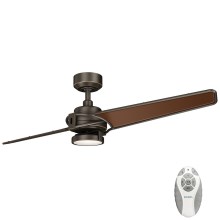 Kichler  -LED Dimmable ceiling fan XETY LED/10W/230V black/brown + remote control