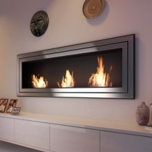 Kratki - Built-in BIO fireplace 65x180 cm 3x2,5kW chrome