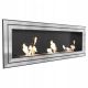 Kratki - Built-in BIO fireplace 65x180 cm 3x2,5kW chrome