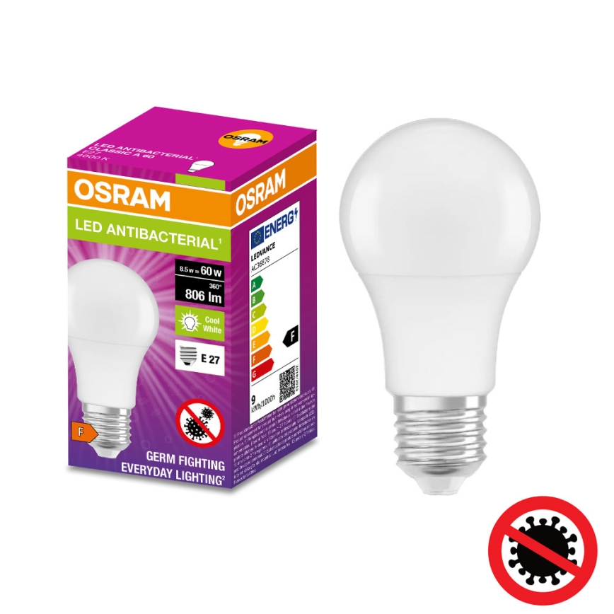 LED Antibacterial bulb A60 E27/8,5W/230V 4000K - Osram