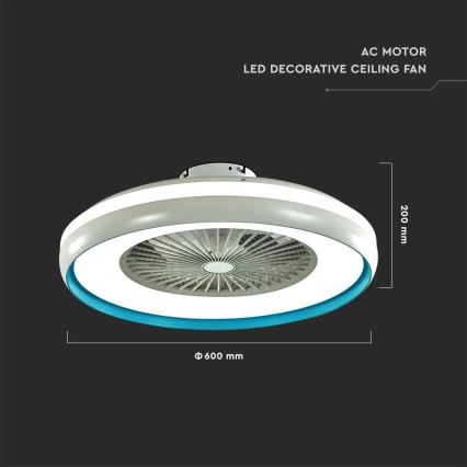 LED Ceiling light with a fan LED/45W/230V 3000/4000/6500K blue + remote control