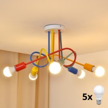 LED Children's surface-mounted chandelier OXFORD 5xE27/60W/230V