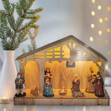 LED Christmas decoration LED/2xAA wooden nativity scene