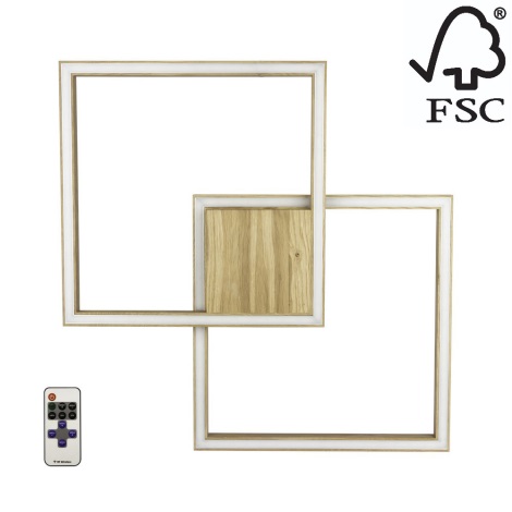 LED Dimmable ceiling light RAMME LED/48W/230V matte oak + remote control– FSC certified