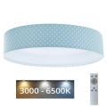 LED Dimmable children's ceiling light SMART GALAXY KIDS LED/24W/230V 3000-6500K dots turquoise/white + remote control