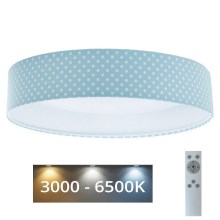 LED Dimmable children's ceiling light SMART GALAXY KIDS LED/24W/230V 3000-6500K dots turquoise/white + remote control