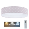 LED Dimmable children's ceiling light SMART GALAXY KIDS LED/24W/230V 3000-6500K stars pink/white + remote control