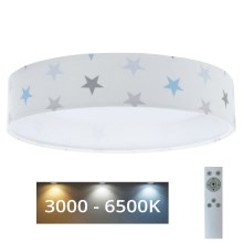 LED Dimmable children's ceiling light SMART GALAXY KIDS LED/24W/230V 3000-6500K stars white/grey/blue + remote control