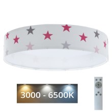 LED Dimmable children's ceiling light SMART GALAXY KIDS LED/24W/230V 3000-6500K stars white/pink/grey + remote control