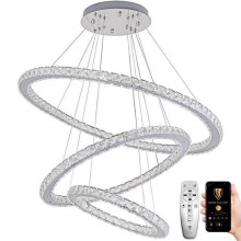 LED Dimmable crystal chandelier on a string LED/210W/230V 3000-6500K silver + remote control