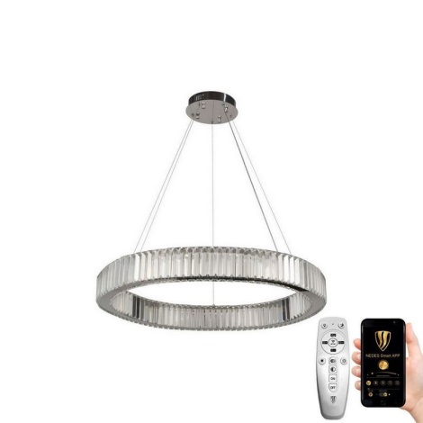 LED Dimmable crystal chandelier on a string LED/50W/230V 3000-6500K chrome + remote control