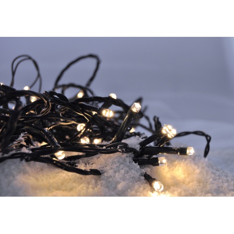LED Outdoor Christmas chain 50xLED/8 functions/3xAA 8m IP44 warm white
