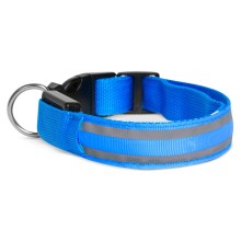LED Rechargeable dog collar 40-48 cm 1xCR2032/5V/40 mAh blue