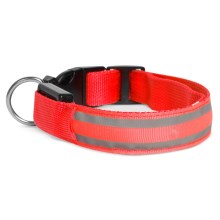 LED Rechargeable dog collar 45-52 cm 1xCR2032/5V/40 mAh red