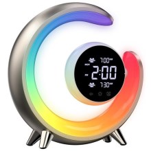 LED RGBW Dimmable table lamp with alarm clock PEACOCK LED/20W/5V USB