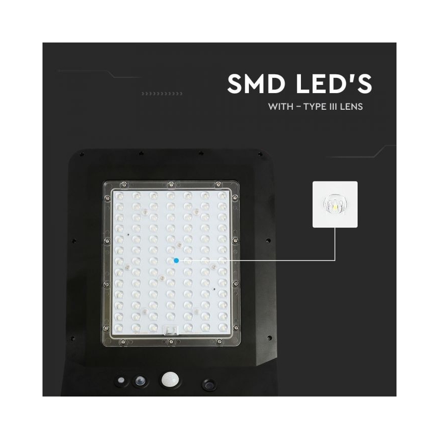 LED Solar street lamp with a sensor LED/40W/9,6V IP65 4000K + remote control