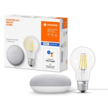 Ledvance - Smart speaker Google Nest Mini Wi-Fi + LED Dimmable bulb SMART+ E27/6,5W/230V 2700K
