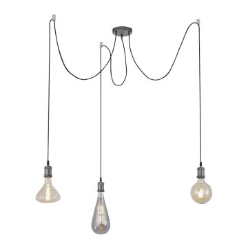 Leuchten Direkt 13571-18 - Chandelier on a string DIY 3xE27/60W/230V spider black