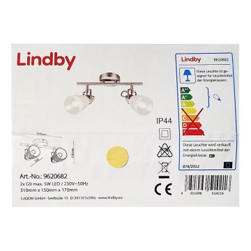 Lindby - Bathroom wall light KARA 2xG9/5W/230V IP44