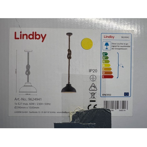 Lindby - Chandelier on a string CHABY 1xE27/60W/230V