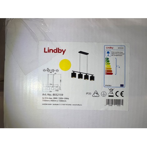 Lindby - Chandelier on a string VASILIA 4xE14/28W/230V