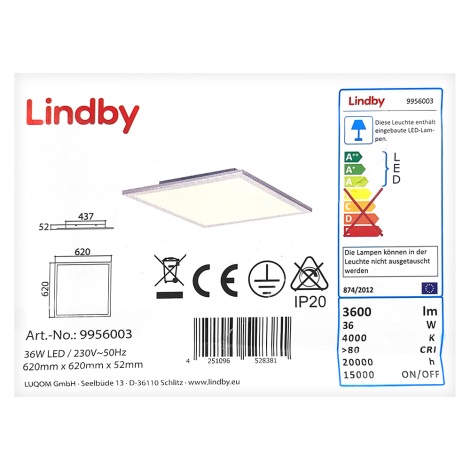 Lindby - LED Ceiling light LIVEL LED/36W/230V