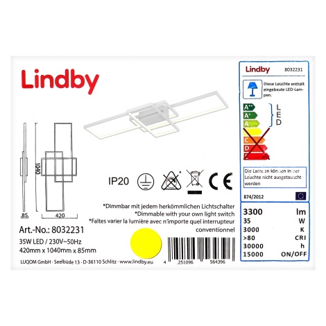 Lindby - LED Dimmable ceiling light POPPY LED/35W/230V